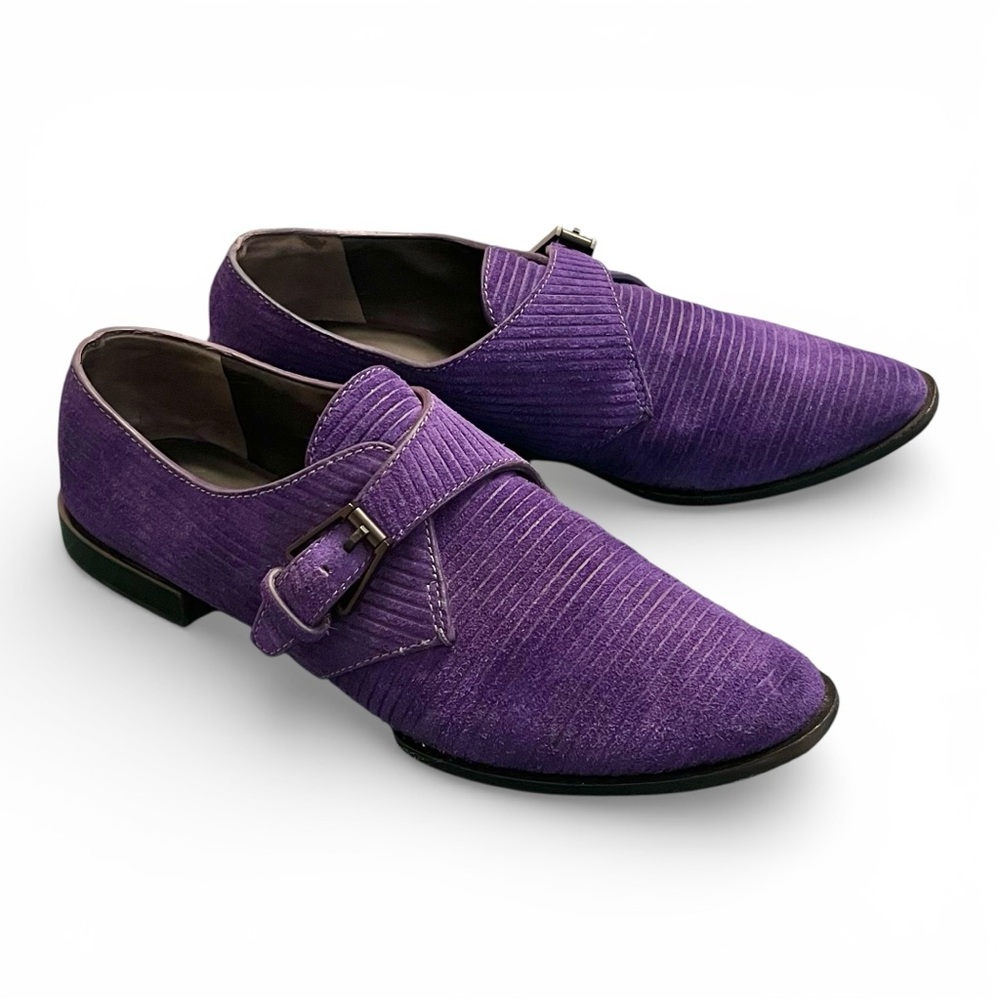 Alexander Wang Ruby Purple Corduroy Suede Monk Strap Buckle Brogues 8 - Picture 6 of 11
